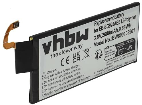 vhbw Akku kompatibel mit Samsung Galaxy SGH-V504, S6 Edge TD-LTE, S6 Edge, SGH-N516, SC-04G Handy Smartphone Telefon (2600 mAh, 3,8 V, Li-Polymer)