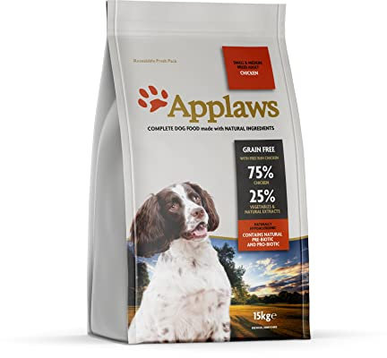 Applaws Natural Grain Free Dry Dog Food Huhn Geschmack für kleine und mittlere erwachsene Hunde 15kg Tasche
