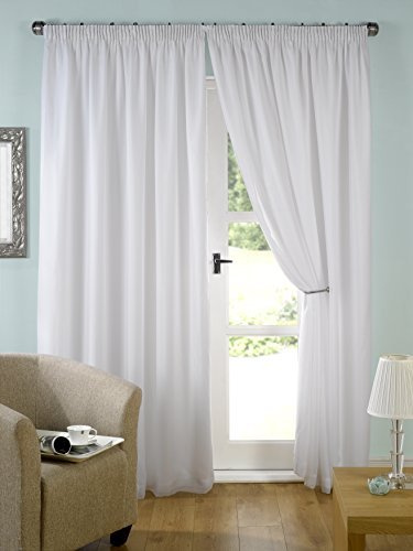 John Aird Lined Voile Curtains - Pencil Pleat (White, 90 wide x 108 drop)