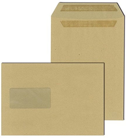 Versandtasche DIN B5, SK, mit Fenster, 176mm breit, 90, natron braun