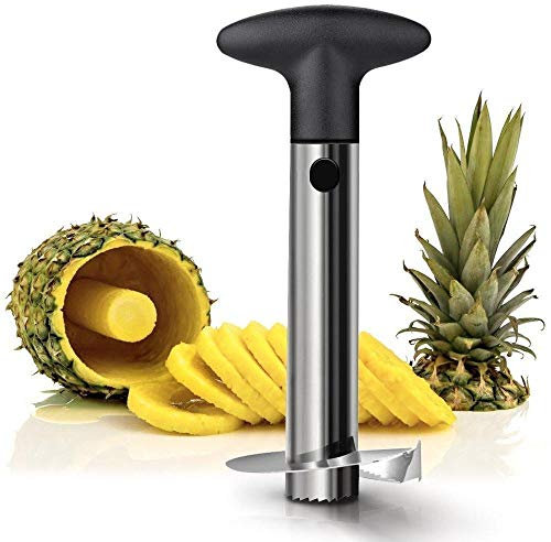 RÖSLE Ananasschneider, Ananasschäler zum Entkernen und Ringe schneiden mit ergonomischem Griff, ABS, Edelstahl 18/10