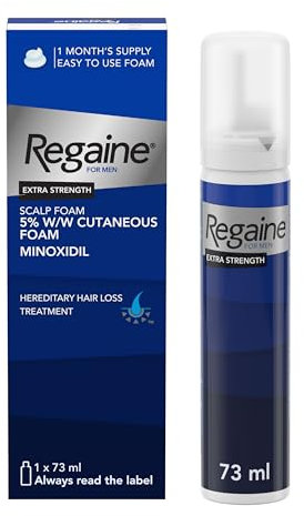 Regaine For Men Extra Strength Foam - Scientifically Proven To Help Stop Hereditary Hair Loss - Minoxidil Foam for Hair Regrowth - 73ml, Packaging may vary