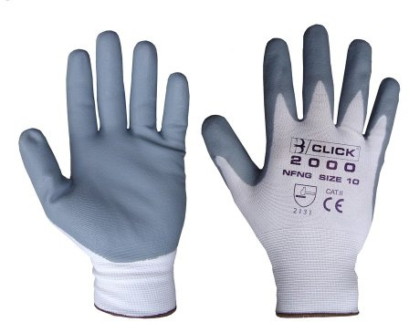 Click 2000 Nylon Work Gloves Nitrile Palm Dipped 10 Pack, XL/10