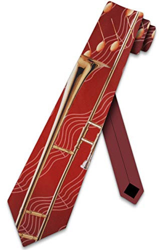 Three Rooker Herren Krawatte, Posaune und Noten, Krawatte, von Three Rooker