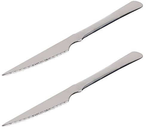 Quttin - Set 2 Cuchillos de Carne 11 cm de Acero Inoxidable de 1,2 mm. Cuchillo un Pieza Monoblock. Pulido brillo espejo. Colección Classic