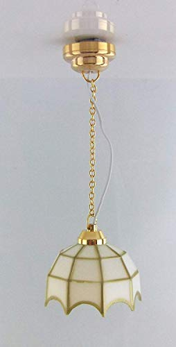 Puppenhaus Miniatur LED Batterie Warm Hängelampe Weiß Gold Deckenlampe