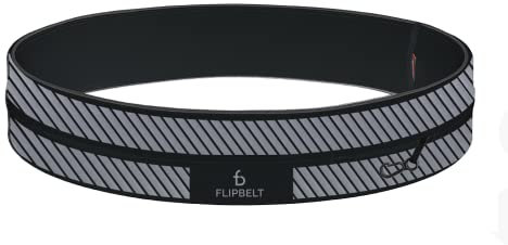 FlipBelt Classic - Laufgürtel für Handy & kleines Zubehör - Sport-Bauchtasche für Damen und Herren - XS - Reflektierendes Schwarz