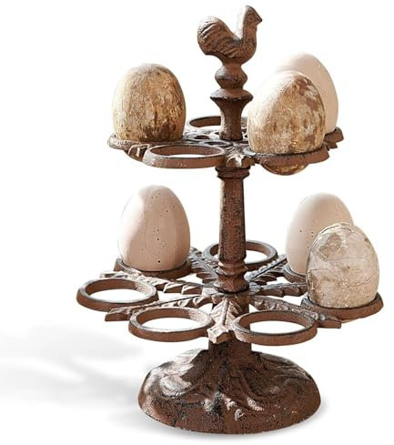 Loberon Eieretagere Nelis, wunderschön verziert, antikveredelt, für 12 Ostereier, Eierständer, Ostern, Osterdeko, Tischaccessoire, Gusseisen, antikbraun