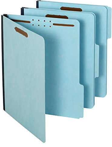 Pendaflex Globe Weis Pressboard Fastener Folders, Letter Size, Light Blue, 1 Expansion, 1/3 Cut, 25/BX (615F21-3BLU)