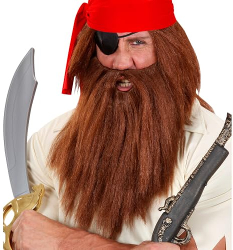 W WIDMANN MILANO Party Fashion - Perücke Caveman Pirat | Mit Bart für Steinzeitmensch und Seeräuber, Kostümzubehör und Accessoires für Karneval und Mottoparty