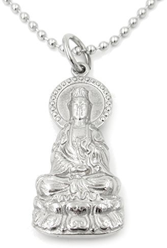 Stainless Steel Guan Yin Godness of Mercy Pendant Necklace by Steelmeup