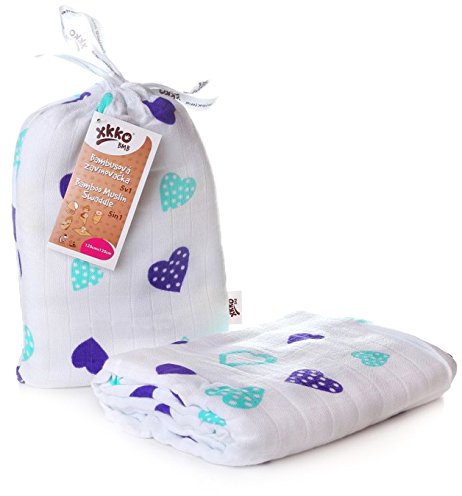 EASY KINDERIDEEN BMB120016A Bambus Wickeltuch zum Pucken, Wickeln oder als Unterlage, Pucktuch 120 x 120 cm, blau