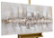 KunstLoft Leinwandbild | 100% HANDGEMALT | 120x60cm | Gemälde 'City Outline' | Abstrakt | Grau Beige | Wandbild Wohnzimmer