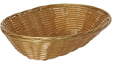 Olympia Poly Wicker Ovales Lebensmittelkorb-Set (6er-Pack), Braun, Größe: 60 (H) x 230 (B) x 160 (T) mm, spülmaschinenfest – Lebensmittelpräsentation für Brot, Gebäck, Hot Dogs, Pommes, T364