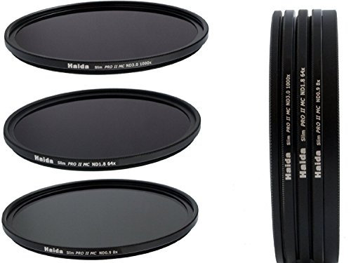 HAIDA Slim PRO II Digital MC Neutral Graufilter Set bestehend aus ND8x, ND64x, ND1000x Filtern 77mm inkl. Stack Cap Filtercontainer + Pro Lens Cap mit Innengriff