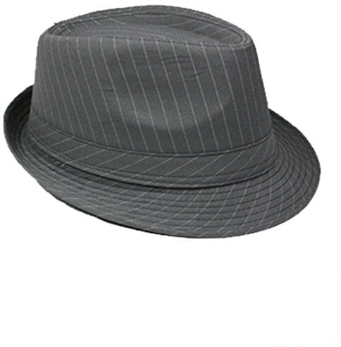 Emeco Trendy Fedora Trilby Al Capone Hut Mafia Mafiahut Gangs NADELSTREIFEN HAT 025 (58, GRAU)