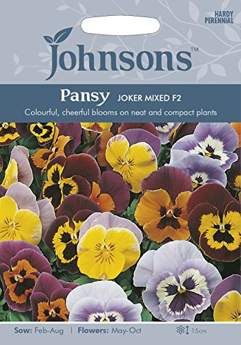 Johnsons 20724 Flower Seeds, Pansy Joker Mixed F2
