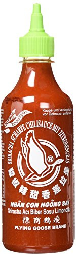 FLYING GOOSE Sriracha scharfe Chilisauce mit ZitroneNgras - scharf, hellgrüne Kappe, Würzsauce aus Thailand, 2er Pack (2 x 455 ml)