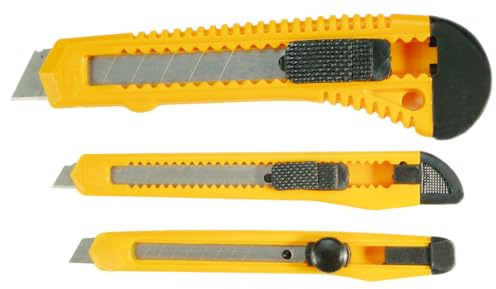 SW-Stahl 90605SB Abbrechmessersatz - 3-teilig - Cuttermesser Set | Robustes Messer-Set aus Kunststoff mit einem 18 mm und zwei 9 mm Klingen - Ideal für Hobby und DIY - Leichtgewichtig