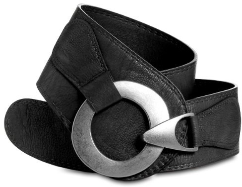 Caspar GU243 extra breiter Damen Gürtel Runde Metallschließe, Gürtelgröße:95, Farbe:schwarz