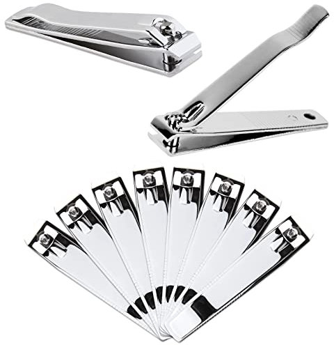 11pcs Large Beauticom Stainless Steel Straight Nail Clipper - Professional Ultra Sharp Sturdy Silver Finger Nail and Toe Nail Cutters for Acrylic Nails Grooming Manicure