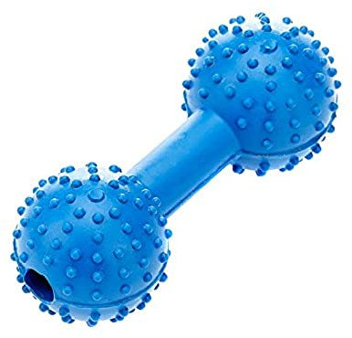 Classic Pet Products Rubber Pimple Dumbbell with Bell, 110 mm, Blue
