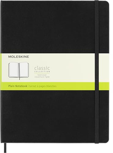 Moleskine - Klassisches Blanko Notizbuch - Hardcover mit Elastischem Verschlussband - Farbe Schwarz - Größe Extra Groß 19 x 25 cm - 208 Seiten