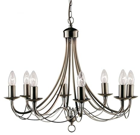 Searchlight Maypole 8 arm ceiling pendant light (6348-8AB, brass)
