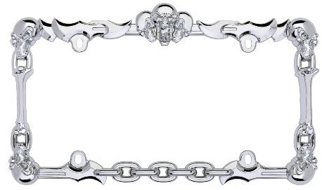 Cruiser Accessories 25231 Skull & Bone Kennzeichenrahmen, Chrom