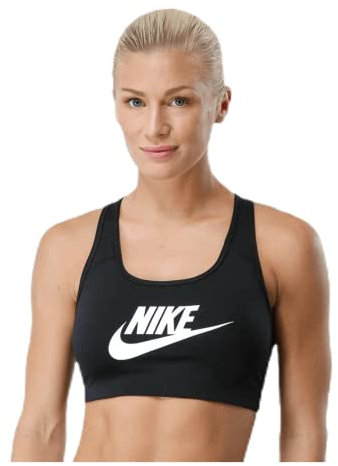 Nike Damen Swoosh Futura Bra Sport BH, Schwarz (Black/White/010), XS