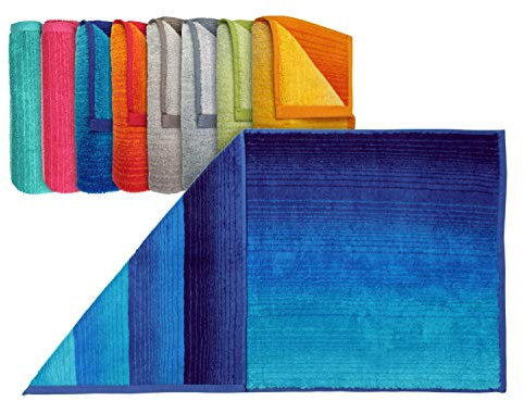 Dyckhoff Bio-Handtuchserie Colori hochwertig verarbeitet und mit praktischem Kordelaufhänger 545.664, Handtuch 50 x 100 cm, blau