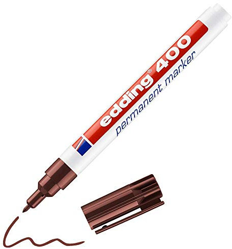 edding 400 Permanentmarker - braun - 1 Stift - feine Rundspitze 1 mm - wasserfest, schnell-trocknend - wischfest - für Karton, Kunststoff, Holz, Metall, Glas