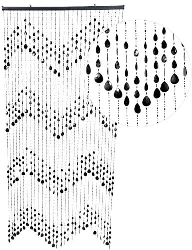 HAB & GUT -DV0323- Türvorhang KLUNKER, schwarz, 90 x 200 cm Perlenvorhang Pailettenvorhang