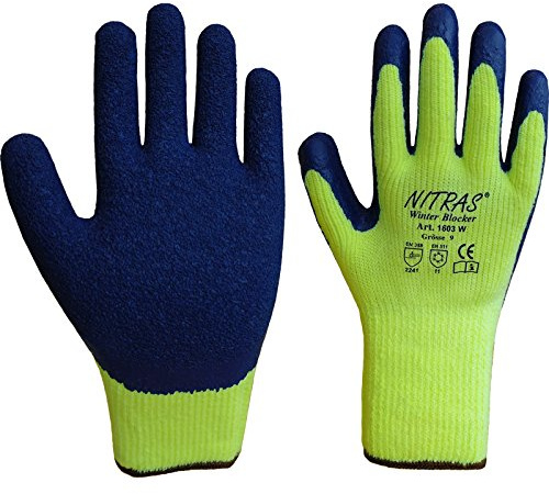 12 Paar NITRAS 1603W Winterhandschuh Winter Blocker, gelb/blau, Thermo , Gr.: 10