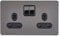 Schneider Electric GU3420BBN Ultimate Screwless Flat Plate, Switched Double Power Socket, Single Pole, Black Nickel with Black Insert, 13 A, 2 Gangs