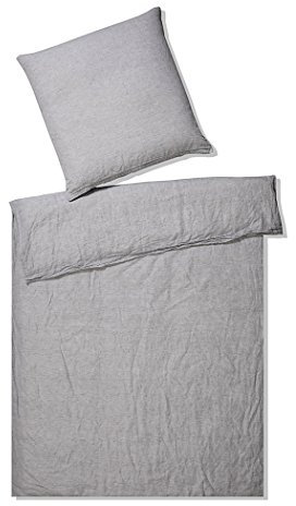 elegante Bettwäsche, Baumwolle, 50% Leinen, Silber, 200x220 2x80x80 cm