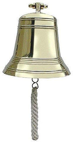 linoows Schiffsglocke mit Wandhalter, Glocke schwere Sorte, Messing Ø 23 cm 6 Kg