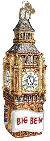 Old World Christmas Cities, Places and Landmarks Glass Blown Ornaments for Christmas Tree Big Ben, Rot, Weiß, Blau, Gold, Braun, 5