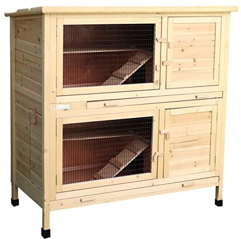 Kerbl Nagerhaus Appartement Flat (Farbe Natur, L x B x H 115 x 61 x 118, mit Kunststoffwanne, wetterfestes Bitumendach, mit Absperrmöglichkeit) 82835