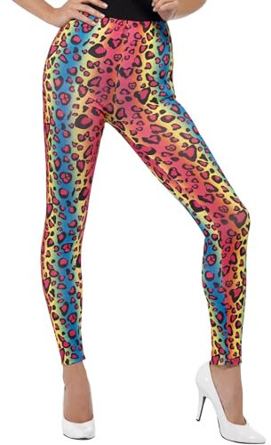 Smiffys Mallas con estampado leopardo neón