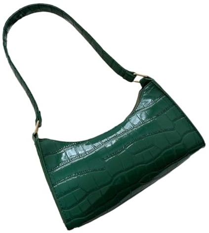 Zanthicia Retro Umhängetasche mit großem Fassungsvermögen, bequemem Riemen und fusselfreiem PU, Exquisite Einkaufstasche, Tasche im Retro Stil, lässig, Grün