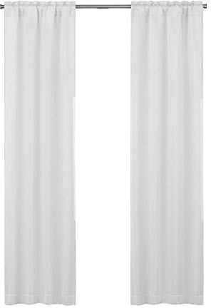 ECLIPSE Solid Minimalist Blackout Thermal Liner for Window Curtains with Drapery Hooks (2 Panels), 27 x 60, White