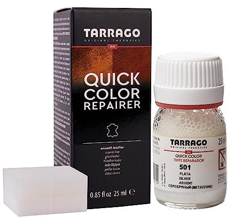 Tarrago | Quick Color 25 ml | Tinte Reparador para Cuero (Plata 501)