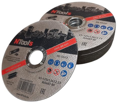 NTools SDC - disque à tronçonner 125 x 1,0 x 22,23 mm, 25 pièces | Disques de coupe fins et durables pour la coupe du métal, de l'acier et de l'acier inoxydable (Inox), adaptés aux meuleuses d'angle