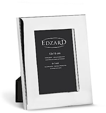 EDZARD Fotorahmen Udine für Foto 13 x 18 cm, edel versilbert, anlaufgeschützt, mit 2 Aufhängern