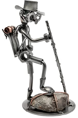 STEEMO Schraubenmännchen Wandern Bergsteigen Geschenk Metall-Deko 12x9x17 cm