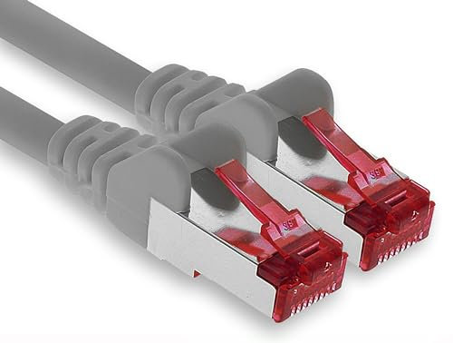 1aTTack.de - 1x 50m câble patch CAT6 S/FTP blindage PIMF câble réseau CAT.6 RJ45 câble Ethernet routeur LAN DSL commutateur modem panneau de brassage - gris - 1 pièce