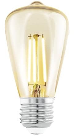 EGLO LED E27 Lampe, Amber Vintage Glühbirne, LED Lampe für Retro Beleuchtung, 3,5 Watt (entspricht 22 Watt), 220 Lumen, E27 LED warmweiß, 2200 Kelvin, LED Leuchtmittel, Edison Glühbirne ST48, Ø 4,8 cm