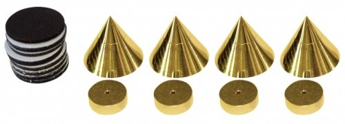 Dynavox Sub Watt Absorber Set of 4 Height Adjustable Decoupler for HiFi Devices and Speakers with Washers Brass