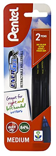 Pentel Energel-X Gelschreiber/Gel-Kugelschreiber, 0,7 mm, 2 Stück in Sichtverpackung, Schwarz